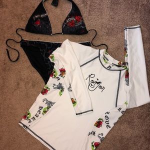 •OP Bathing Suit & Ron Jon Rash Guard Bundle•